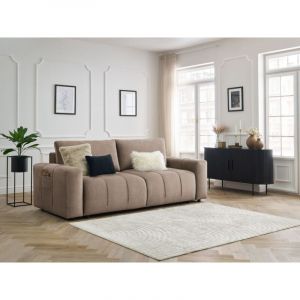 Bobochic Canap&eacute; droit convertible en Velours 3 places Ars&egrave;ne avec coffre taupe - 248x105x90 cm