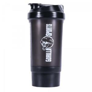 Gorilla Sports Gourde de 500 ml avec compartiment à poudre - Noir