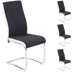 Idimex Lot de 4 chaises ALBA, en tissu noir et blanc