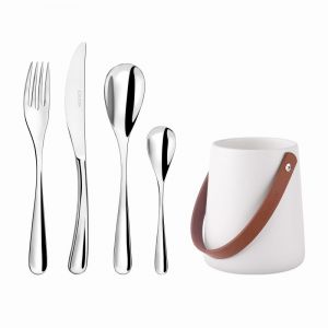 Couzon 24 couverts avec pot de rangement en Acier Inoxydable - Inox