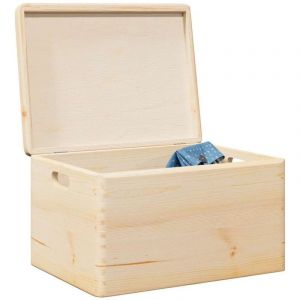 VidaXL Bo&icirc;te en bois avec couvercle et poign&eacute;es bois de pin massif