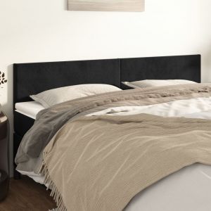 VidaXL T&ecirc;tes de lit 2 pcs Noir 100x5x78/88 cm Velours