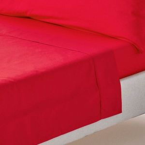 Homescapes - Drap plat uni 100% coton &eacute;gyptien 200 fils Rouge 178 x 255 cm - Rouge
