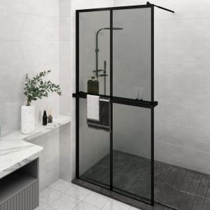 VidaXL Paroi de douche avec &eacute;tag&egrave;re Noir 118x190cm Verre ESG&Aluminium