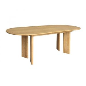 Table à manger oblongue extensible bois d'hévéa et placage chêne naturel 6-8 places 170-210cm - Albane