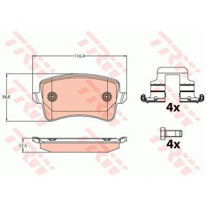 Image de Trw Jeu de 4 plaquettes de frein arrière AUDI A4, AUDI A5, AUDI Q5 (161GDB2107)