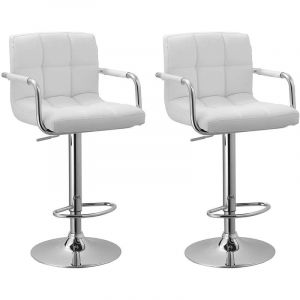 Happy Garden Lot de 2 tabourets de bar blanc avec accoudoirs Mike