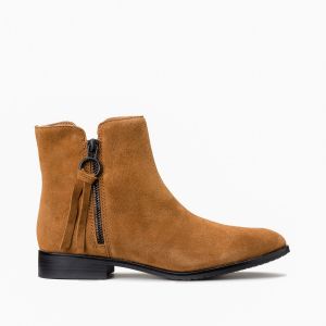 Esprit Bottines plates zippées Cognac - Taille 36;37;38;39;40