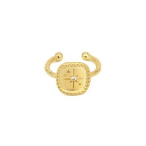 Bague ajustable doré à l'or fin 24K zircon MINI ORACLES