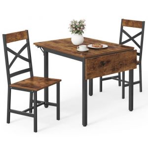 Ensemble de table extensible et 2 chaises marron