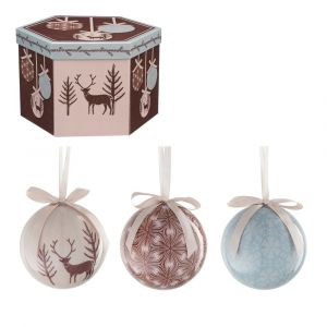 House of Seasons Coffret de boules de Noël - 14 pièces - Ø8 cm - incassable - bleu clair, marron