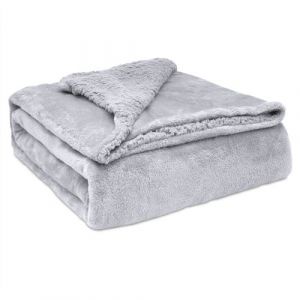 Sherpa Canape Couverture Polaire 220x240cm, Épaisse Warm Plaid Blanket, Briebe, -,, Gris Clair