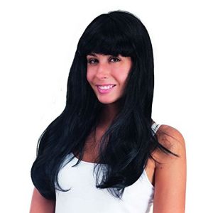 Perruque noire à frange femme