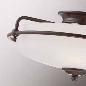 Quoizel Plafonnier Griffin E27 40W Steel, verre opal Bronze palladien b: 42.2 cm Ø42.2 cm Dimmable