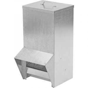 Poulailler direct Gaun - Mangeoire &agrave; Tr&eacute;mie Volailles M&eacute;tal Avec Protection Anti-pluie Bordeaux 20l