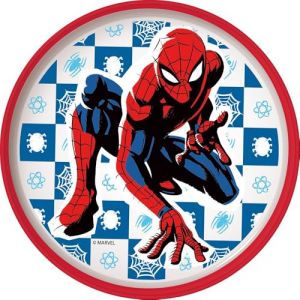 Tataway Assiette plate en plastique blanc et rouge Marvel Spiderman Spider-Man pour enfants avec base antid&eacute;rapante