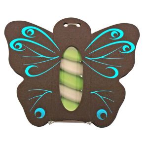 Ruedelafete Ballotin papillon avec plexi CHOCOLAT, d&eacute;cos bleues