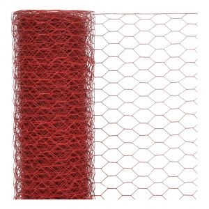 Image de VidaXL Grillage Acier avec rev??tement en PVC 25x1,5 m Hexagonal Rouge