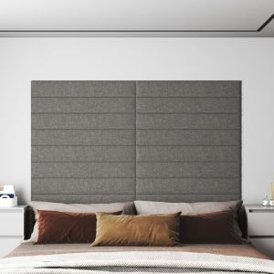 Image de VidaXL Panneaux muraux 12 pcs Gris clair 90x15 cm Tissu 1,62 m²