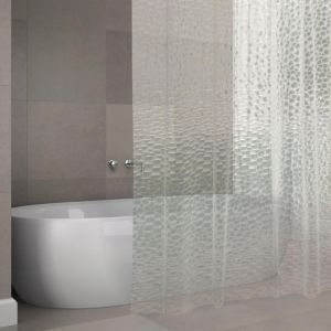 MSV Rideau de douche EVA GALWAY 180x200cm QUALITÉ PREMIUM Transparent -Anneaux inclus