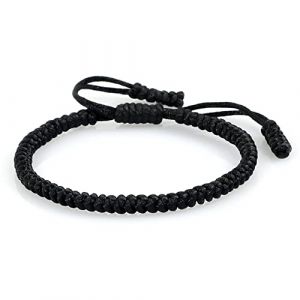 Zense Bracelet Tibétain Noir Tressé Ajustable Pour Homme Zb0364