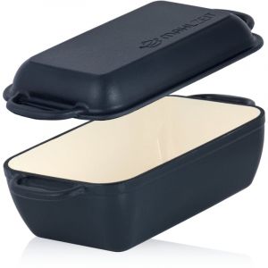 Mahlzeit Cocotte en fonte avec couvercle émaillée, 4,8 litres, Blue Berry, cocotte 2en1 avec poêle