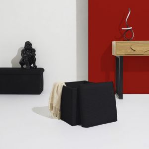 The home deco factory Coffre Pouf Pliable Atome Noir