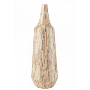 Image de Vase Bouteille Motif Mosaïque "Nuye" 71cm Beige Prix