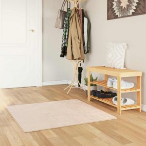 VidaXL Tapis Imprim&eacute; Cr&egrave;me 100 X 100 Cm Polyester Et Pvc