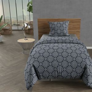 Soleil d'Ocre Parure housse de couette coton 57 fils 140x200 cm ESMERALDA marine, par