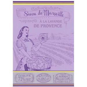Image de Torchon de cuisine en coton jacquard violet - Provence
