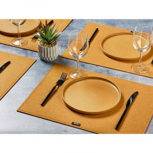 Set de table rectangulaire - 6 pièces - Feutre recyclé marron