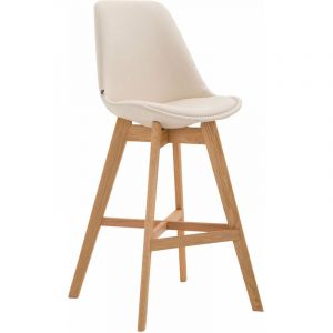 Décoshop26 Tabouret de bar chaise haute design scandinave moderne en synthétique crème TDB10390