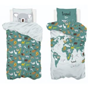 Atmosphera Parure de lit enfant imprim&eacute;e Carte du Monde