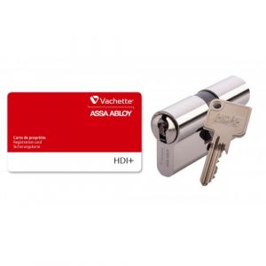 Vachette Cylindre double HDI+ A2P* - 30 x 50 mm - laiton nickel&eacute; - 4 cl&eacute;s