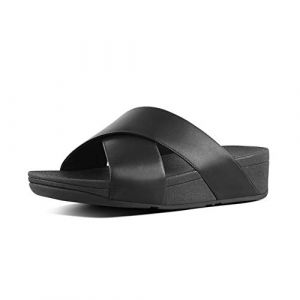 FitFlop Lulu Cross Slide, Sandales Bout Ouvert Femme, Black
