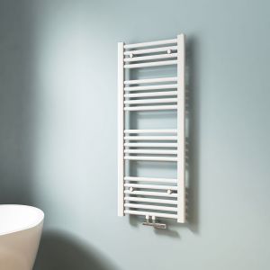 Image de EMKE Sèche-serviette eau chaude, Radiateur sèche-serviettes raccordement central Blanc 100x40cm 382 Watts