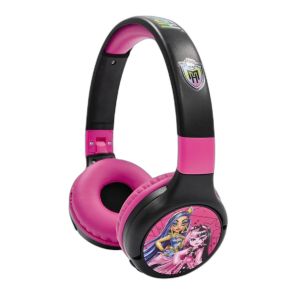 Lexibook Monster High, Casque Audio 2-en-1 Bluetooth & Filaire avec Micro et Boutons de contrôle, Pliable et Ajustable, Batterie Rechargeable Longue durée, Rose/Noir, HPBT010MH