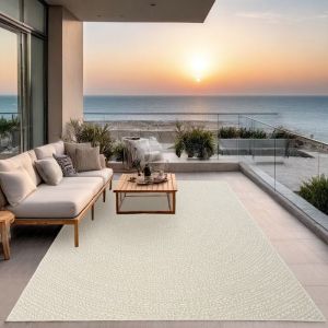 Tapis extérieur jute intempéries - Crème - 60 x 180 cm
