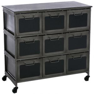 Image de Commode 9 Tiroirs "Zaret" 89cm Noir