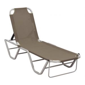 VidaXL Chaise longue Aluminium et textil&egrave;ne Taupe