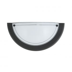 rabalux Mur lumi&egrave;re verre m&eacute;tallique Ufo noir / opale &Oslash;31cm