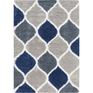 Tapis Shaggy Oriental Bleu/Gris 160x220