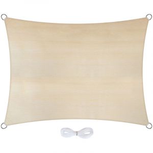 Jardinion Voile d'ombrage rectangulaire - 2 x 4m, Beige