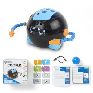Learning Resources Cooper Robot STEM Individuel LER3119, Dès 5 Ans, Codage sans Écran, Jouet Programmable, Robot Rechargeable, Usage Scolaire & Maison