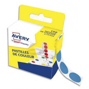 Avery-Zweckform Boîte distributrice de 150 pastilles adhésives Ø15 mm. Coloris bleu. - Lot de 13