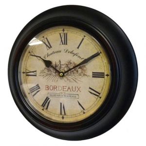 L'h&eacute;ritier du temps Horloge Murale en Fer avec Vitre en Plexiglass Pendule de Cuisine Chateau Delafont Bordeaux Noir 4x32x32cm