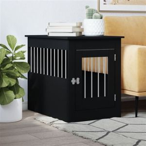VidaXL Meuble de cage pour chiens noir 55x80x68 cm bois d'ingénierie