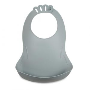 Thermobaby BAVOIR BIBOU - Bavoir Bebe - Bavoir Bebe Avec Récupérateur - Bavoir Ajustable Et Facile à Nettoyer - Fabriqué En France - Gris Charme
