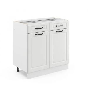 Meuble cuisine R-Line, Blanc campagne, 80 cm, pt Marbre Vicco